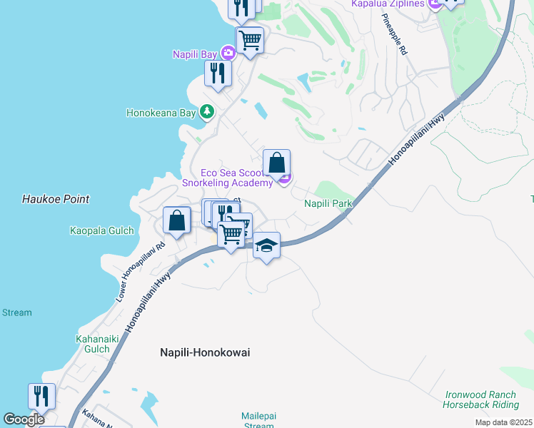 map of restaurants, bars, coffee shops, grocery stores, and more near 5177 Hanawai Street in Lahaina