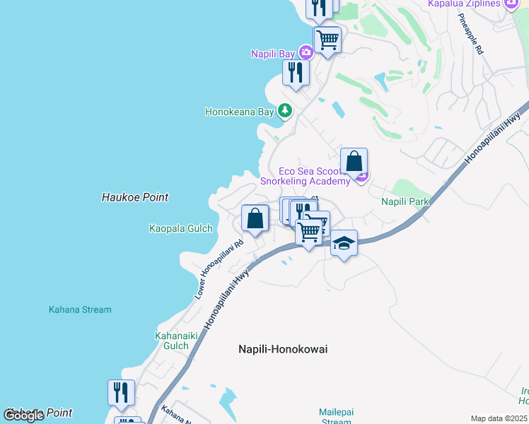 map of restaurants, bars, coffee shops, grocery stores, and more near 22 Kili Nahe Street in Lahaina