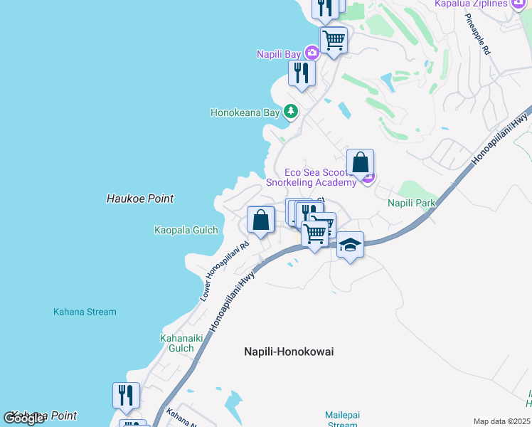 map of restaurants, bars, coffee shops, grocery stores, and more near 10 Kili Nahe Street in Lahaina