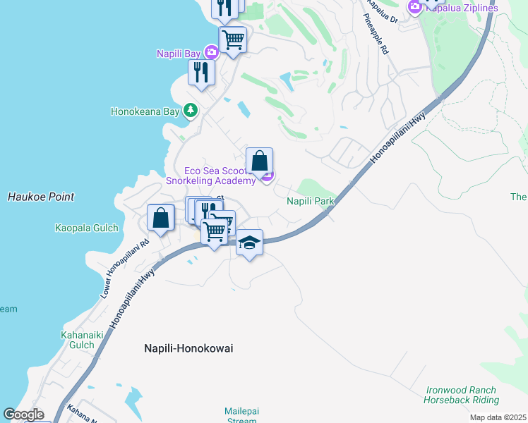 map of restaurants, bars, coffee shops, grocery stores, and more near 5221 Kohi Street in Lahaina