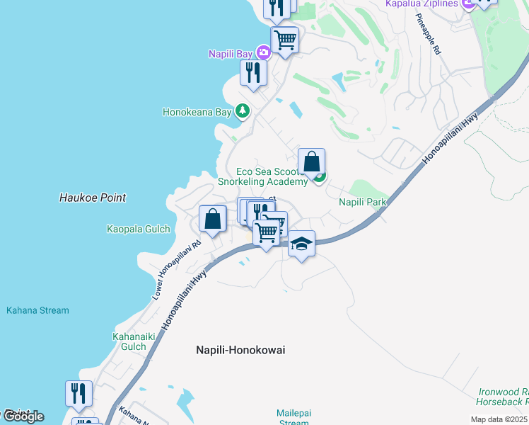map of restaurants, bars, coffee shops, grocery stores, and more near 5080 Hanawai Street in Lahaina
