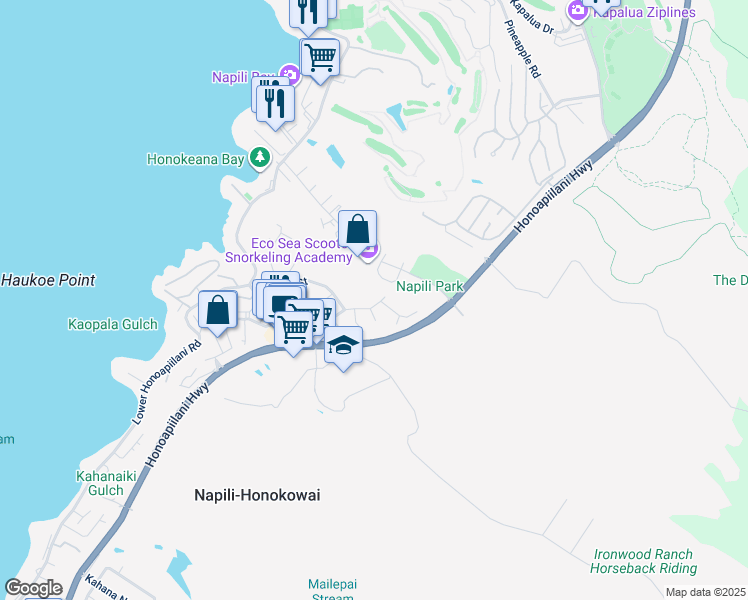 map of restaurants, bars, coffee shops, grocery stores, and more near 5221 Kohi Street in Lahaina