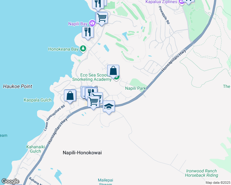 map of restaurants, bars, coffee shops, grocery stores, and more near 5221 Kohi Street in Lahaina