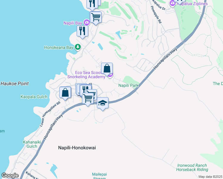 map of restaurants, bars, coffee shops, grocery stores, and more near 5221 Kohi Street in Lahaina