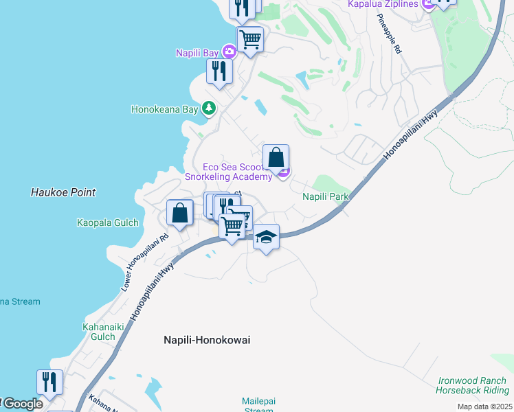 map of restaurants, bars, coffee shops, grocery stores, and more near 5170 Hanawai Street in Lahaina