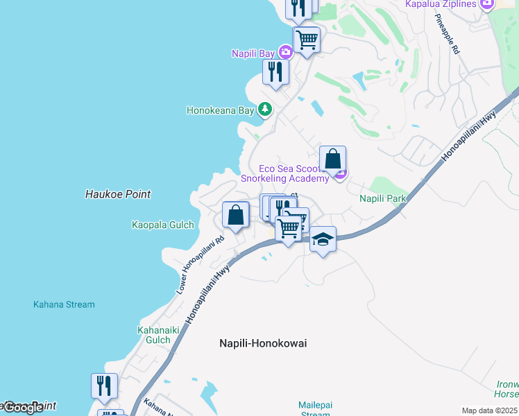map of restaurants, bars, coffee shops, grocery stores, and more near 10 Kili Nahe Street in Lahaina