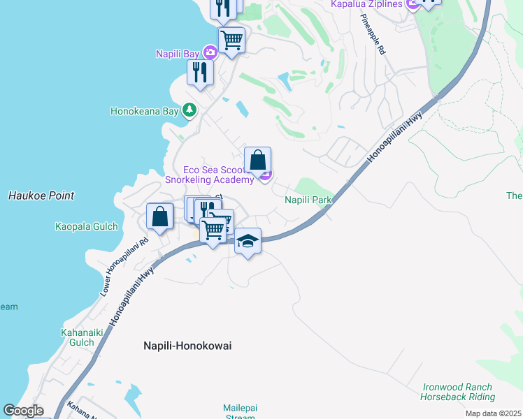 map of restaurants, bars, coffee shops, grocery stores, and more near 5221 Kohi Street in Lahaina