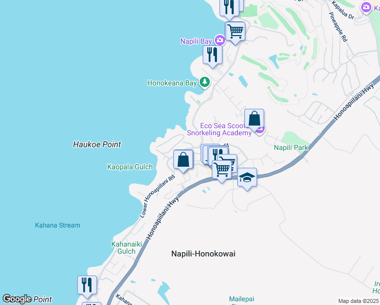 map of restaurants, bars, coffee shops, grocery stores, and more near 15 Kili Nahe Street in Lahaina