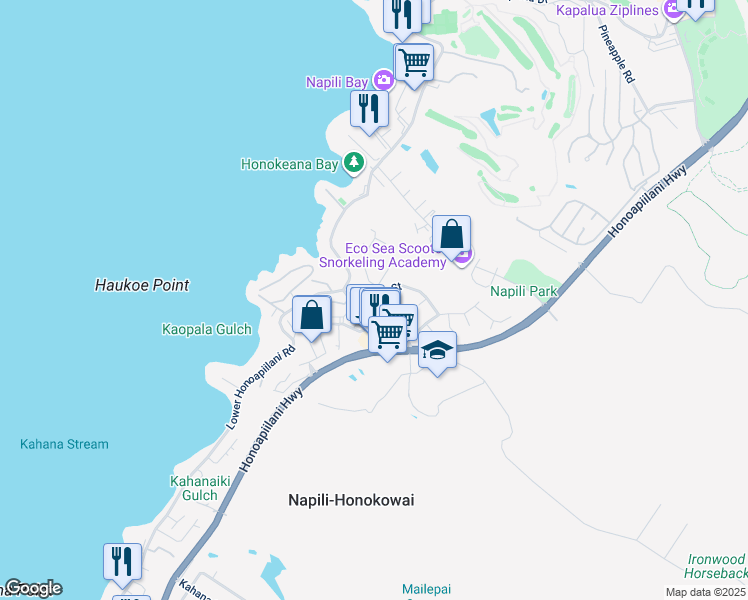 map of restaurants, bars, coffee shops, grocery stores, and more near 5085 Hanawai Street in Lahaina