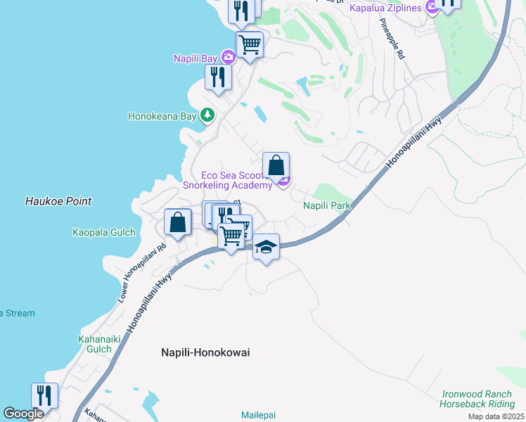 map of restaurants, bars, coffee shops, grocery stores, and more near 5177 Hanawai Street in Lahaina
