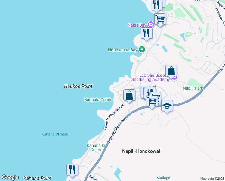 map of restaurants, bars, coffee shops, grocery stores, and more near 49 Hale Malia Place in Lahaina