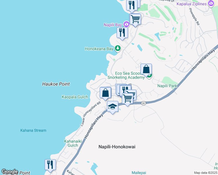 map of restaurants, bars, coffee shops, grocery stores, and more near 15 Kili Nahe Street in Lahaina