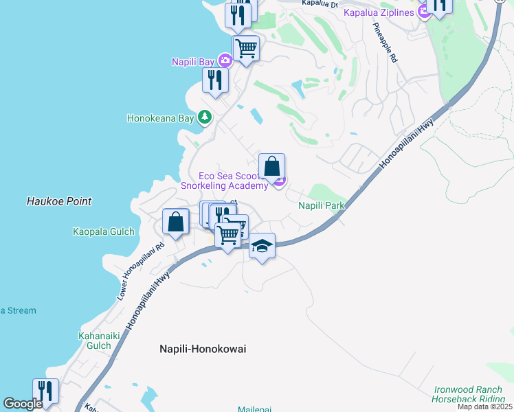 map of restaurants, bars, coffee shops, grocery stores, and more near 5155 Hanawai Street in Lahaina