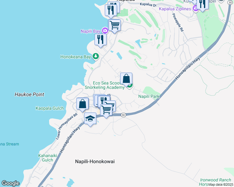 map of restaurants, bars, coffee shops, grocery stores, and more near 5155 Hanawai Street in Lahaina