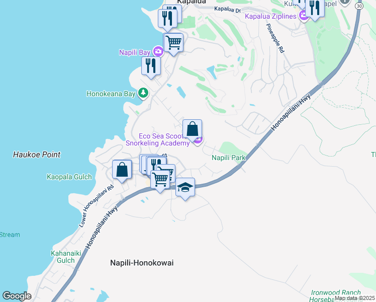 map of restaurants, bars, coffee shops, grocery stores, and more near 168 Hui Road F in Lahaina