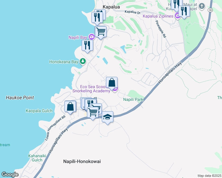 map of restaurants, bars, coffee shops, grocery stores, and more near 168 Hui Road F in Lahaina