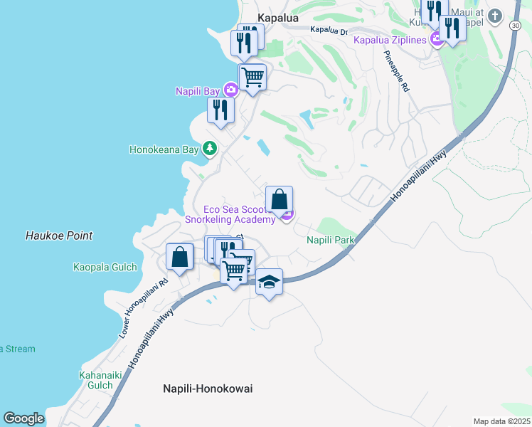 map of restaurants, bars, coffee shops, grocery stores, and more near 168 Hui Road F in Lahaina