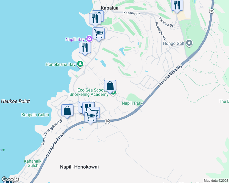 map of restaurants, bars, coffee shops, grocery stores, and more near 181 Hui Road F in Lahaina