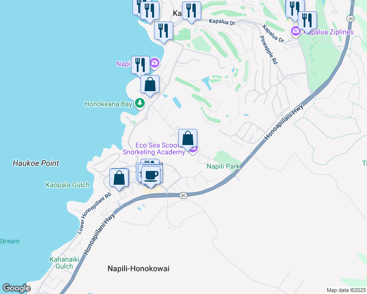 map of restaurants, bars, coffee shops, grocery stores, and more near 168 Hui Road F in Lahaina