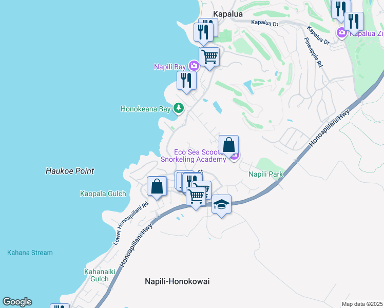 map of restaurants, bars, coffee shops, grocery stores, and more near 5180 Kupele Place in Lahaina