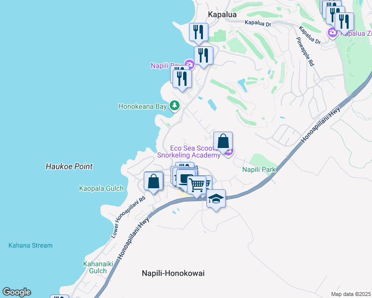map of restaurants, bars, coffee shops, grocery stores, and more near 5180 Kupele Place in Lahaina