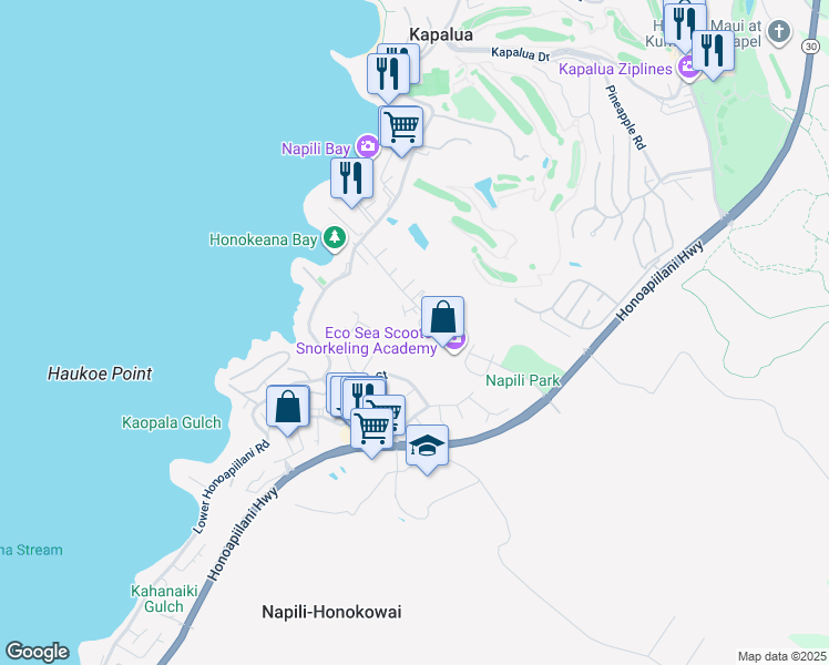 map of restaurants, bars, coffee shops, grocery stores, and more near 168 Hui Road F in Lahaina