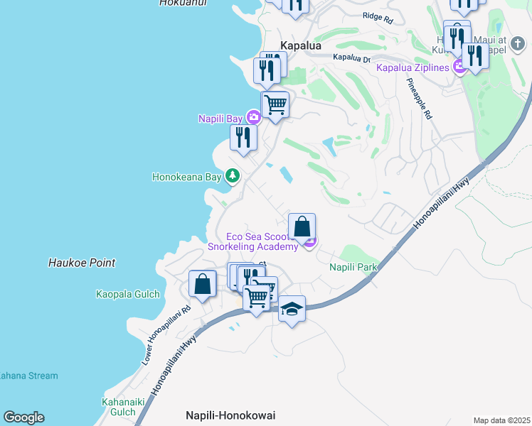 map of restaurants, bars, coffee shops, grocery stores, and more near 70 Hui Road F in Lahaina