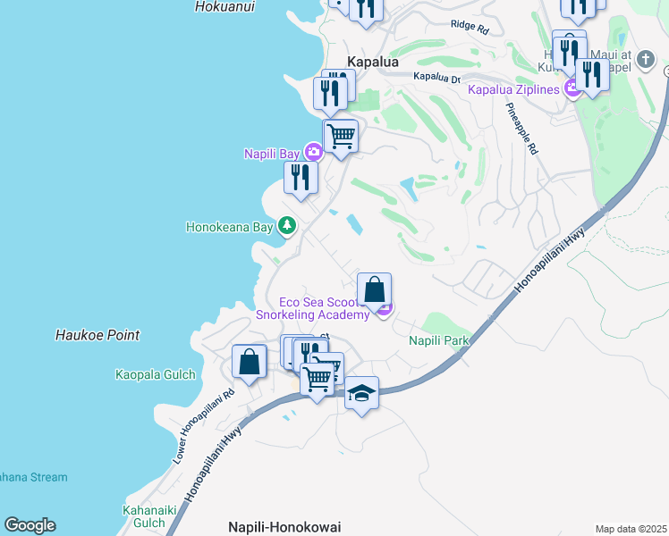 map of restaurants, bars, coffee shops, grocery stores, and more near 120 Hui Road F in Lahaina
