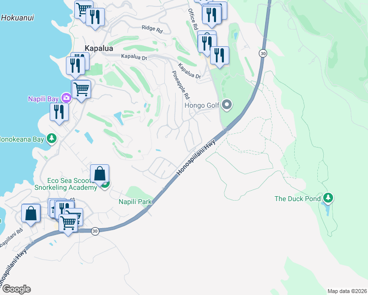 map of restaurants, bars, coffee shops, grocery stores, and more near 620 Silversword Drive in Lahaina