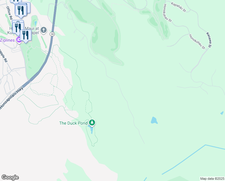map of restaurants, bars, coffee shops, grocery stores, and more near 540 Mahana Ridge Street in Lahaina