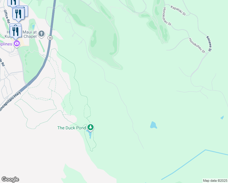 map of restaurants, bars, coffee shops, grocery stores, and more near 530 Mahana Ridge Street in Lahaina