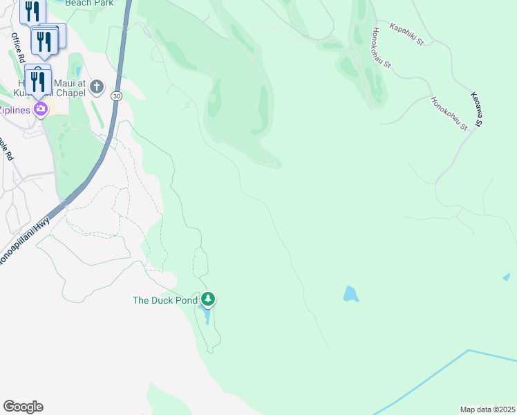map of restaurants, bars, coffee shops, grocery stores, and more near 520 Mahana Ridge Street in Lahaina