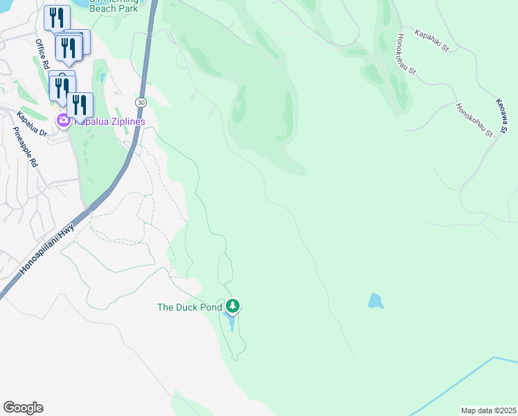 map of restaurants, bars, coffee shops, grocery stores, and more near 500 Mahana Ridge Street in Lahaina