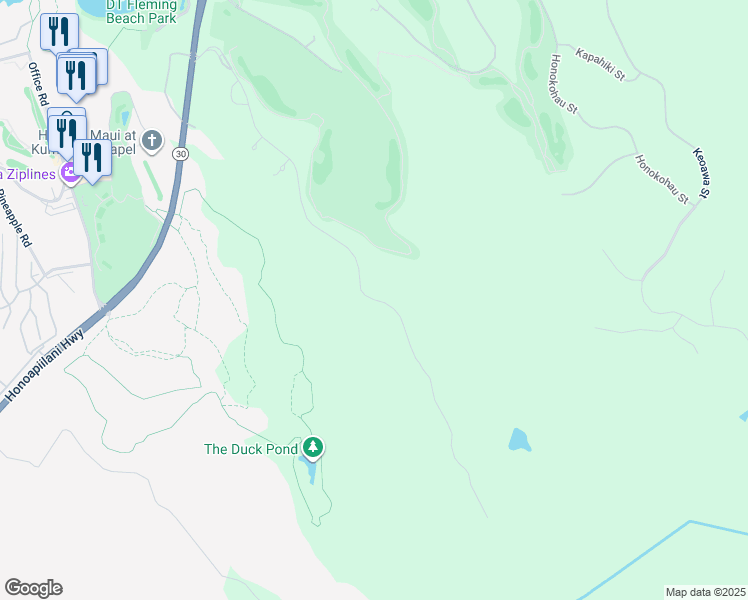 map of restaurants, bars, coffee shops, grocery stores, and more near Mahana Ridge Street in Kapalua