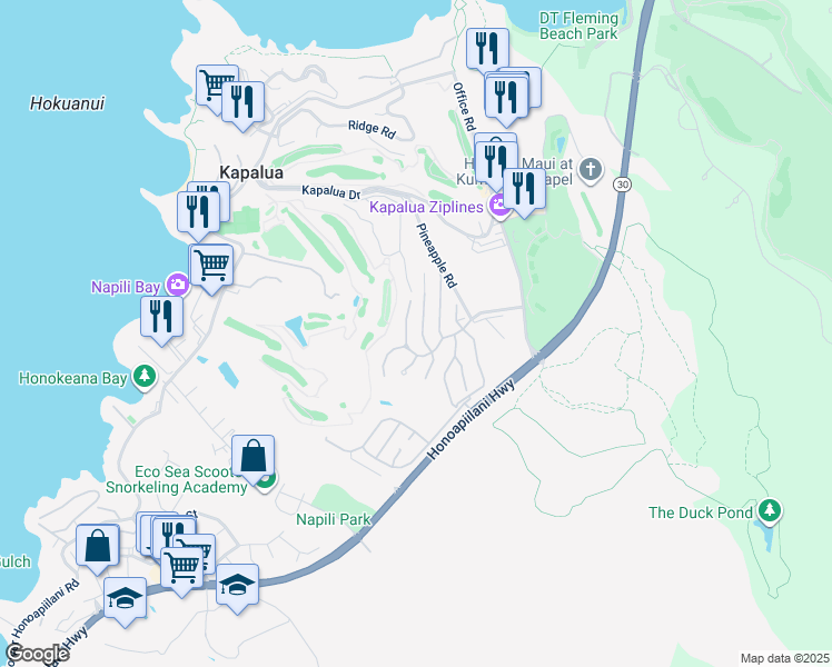 map of restaurants, bars, coffee shops, grocery stores, and more near 306 Cook Pine Drive in Lahaina