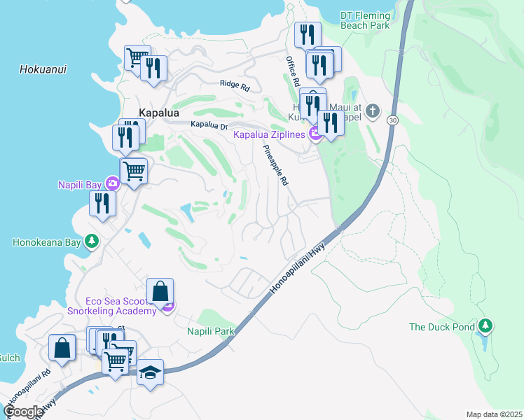map of restaurants, bars, coffee shops, grocery stores, and more near 306 Cook Pine Drive in Lahaina