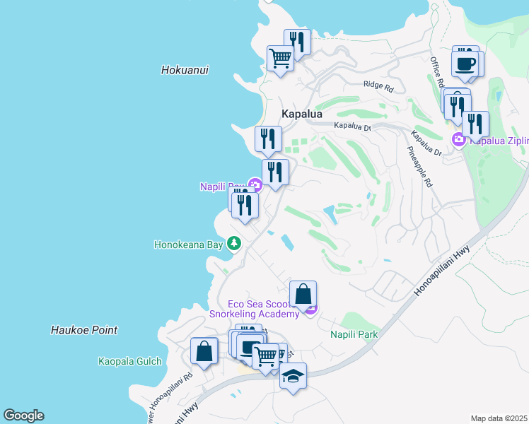 map of restaurants, bars, coffee shops, grocery stores, and more near 12 Hui in Lahaina