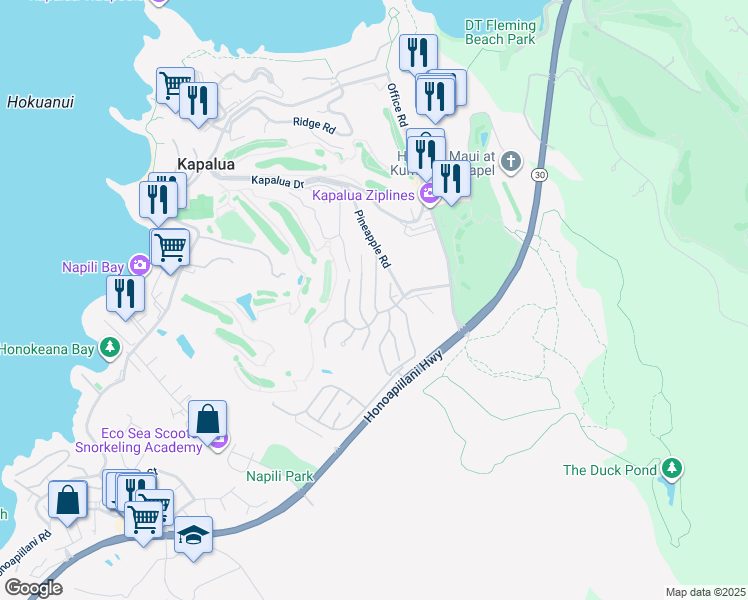 map of restaurants, bars, coffee shops, grocery stores, and more near 306 Cook Pine Drive in Lahaina