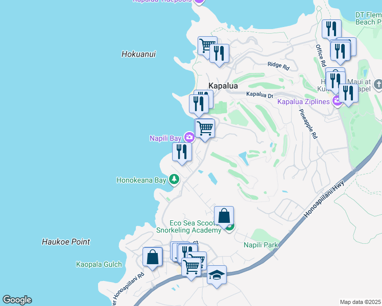map of restaurants, bars, coffee shops, grocery stores, and more near 12 Hui in Lahaina