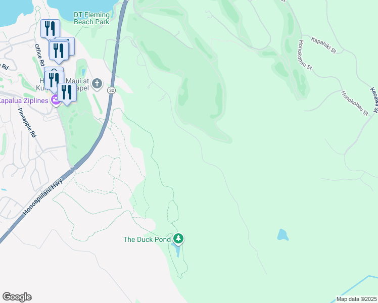 map of restaurants, bars, coffee shops, grocery stores, and more near 410 Mahana Ridge Street in Lahaina