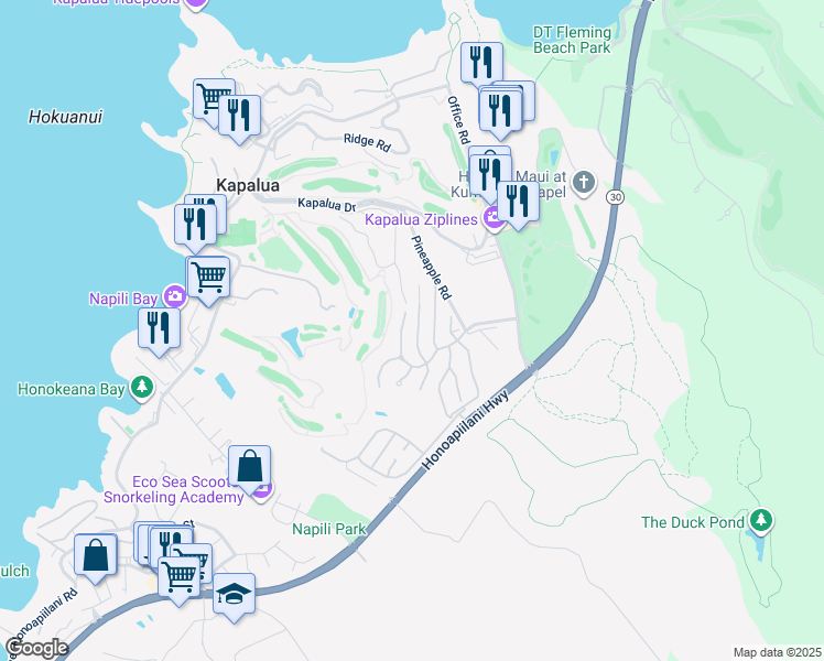 map of restaurants, bars, coffee shops, grocery stores, and more near 306 Cook Pine Drive in Lahaina