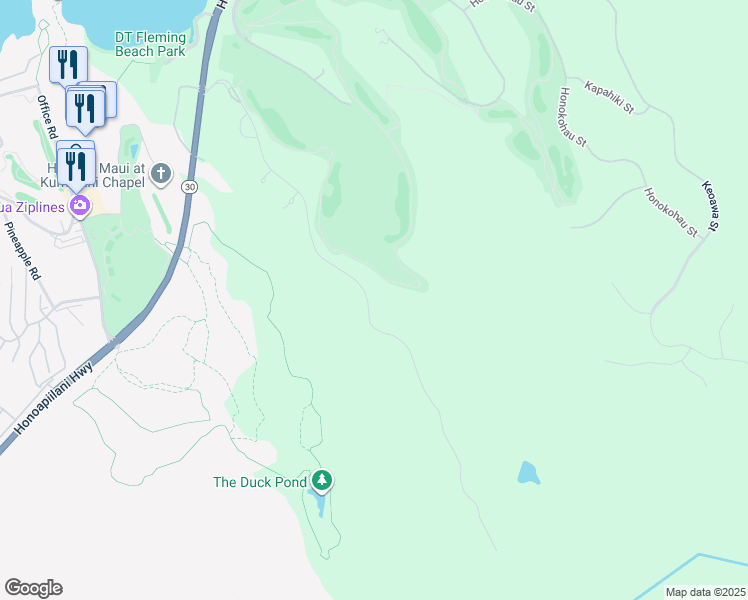 map of restaurants, bars, coffee shops, grocery stores, and more near 405 Mahana Ridge Street in Lahaina