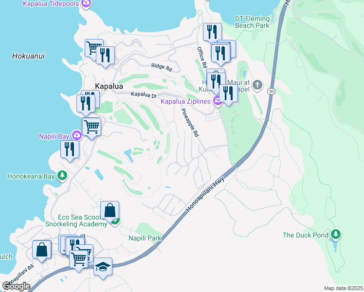 map of restaurants, bars, coffee shops, grocery stores, and more near 306 Cook Pine Drive in Lahaina