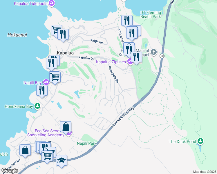 map of restaurants, bars, coffee shops, grocery stores, and more near 306 Cook Pine Drive in Lahaina