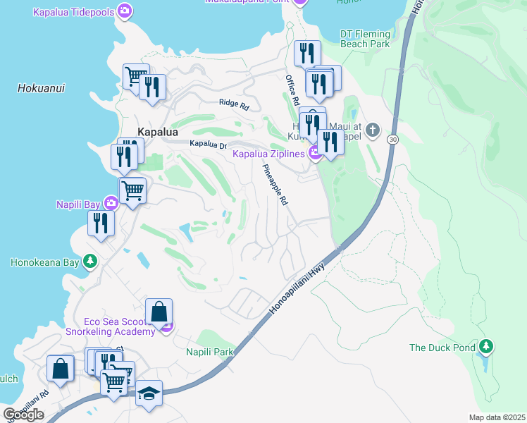 map of restaurants, bars, coffee shops, grocery stores, and more near 320 Cook Pine Drive in Lahaina