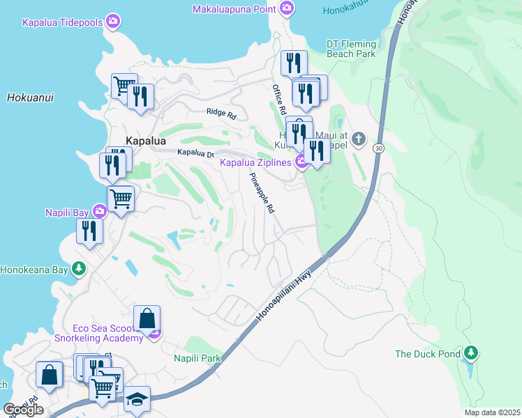 map of restaurants, bars, coffee shops, grocery stores, and more near 320 Cook Pine Drive in Lahaina