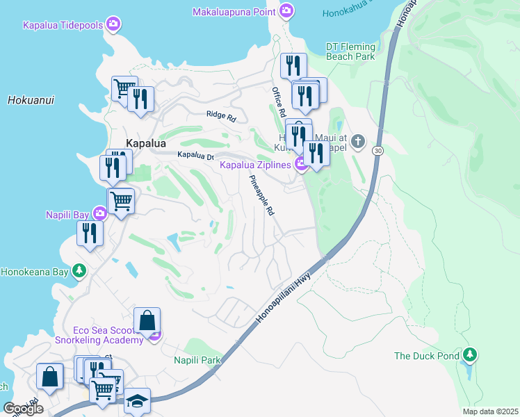 map of restaurants, bars, coffee shops, grocery stores, and more near 322 Cook Pine Drive in Lahaina