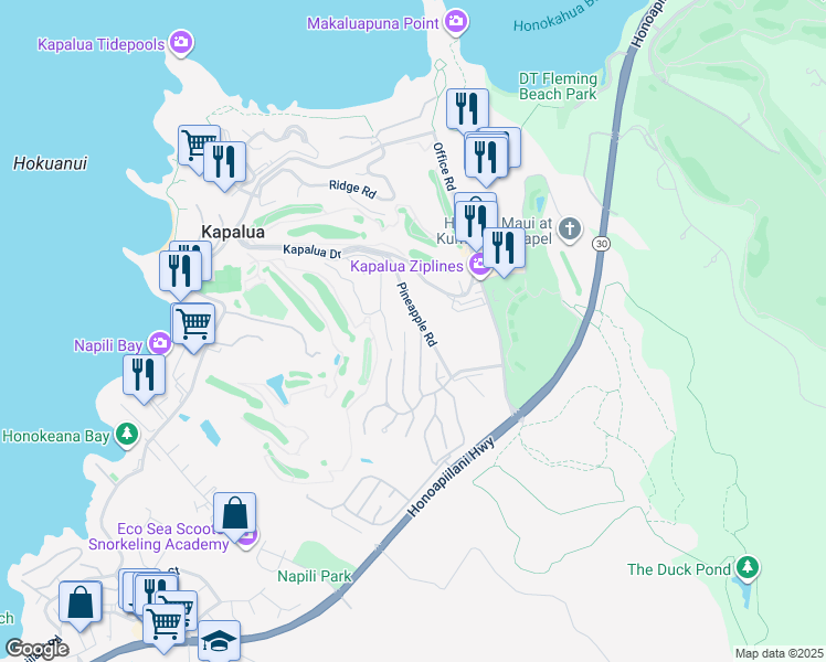 map of restaurants, bars, coffee shops, grocery stores, and more near 324 Cook Pine Drive in Lahaina