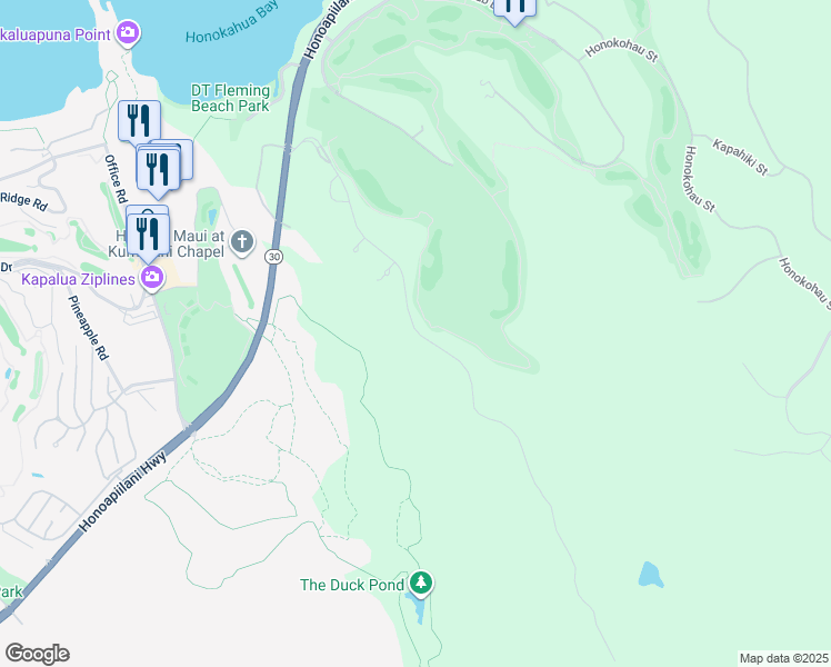 map of restaurants, bars, coffee shops, grocery stores, and more near 400 Mahana Ridge Street in Lahaina