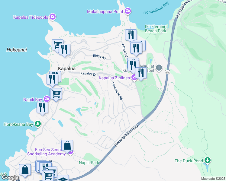 map of restaurants, bars, coffee shops, grocery stores, and more near 330 Cook Pine Drive in Lahaina